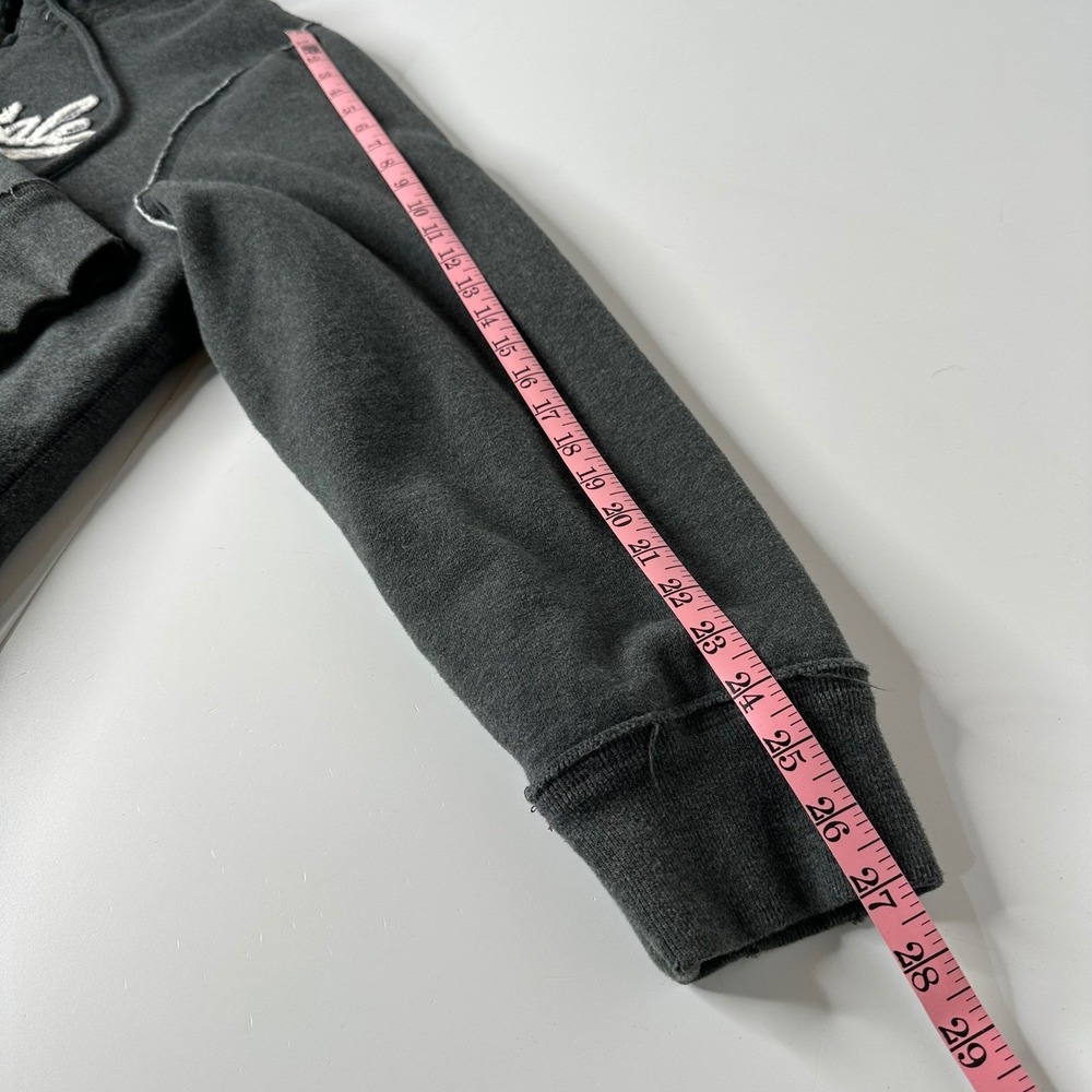 Aeropostale Full Zip Hoodie‎ Charcoal Gray Sherpa Lined Distressed Y2K Mens XL - Picture 16 of 16